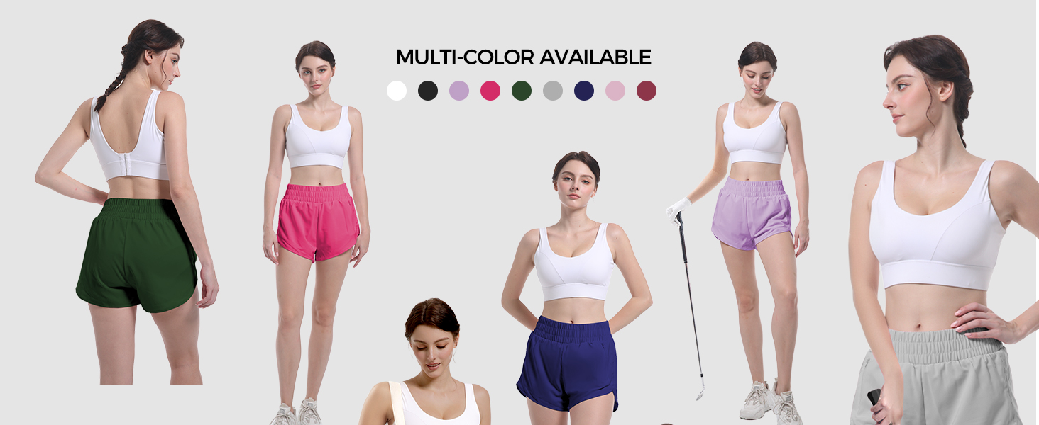 Womens Athletic Running Shorts Zipper Pocket Workout Gym High Waisted Quick Dry Yoga Hiking Active