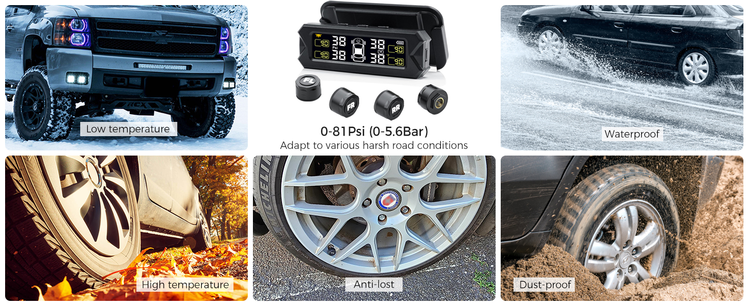 Tire Pressure Monitoring System TPMS - Wireless Solar TPMS Tire Pressure Monitor System