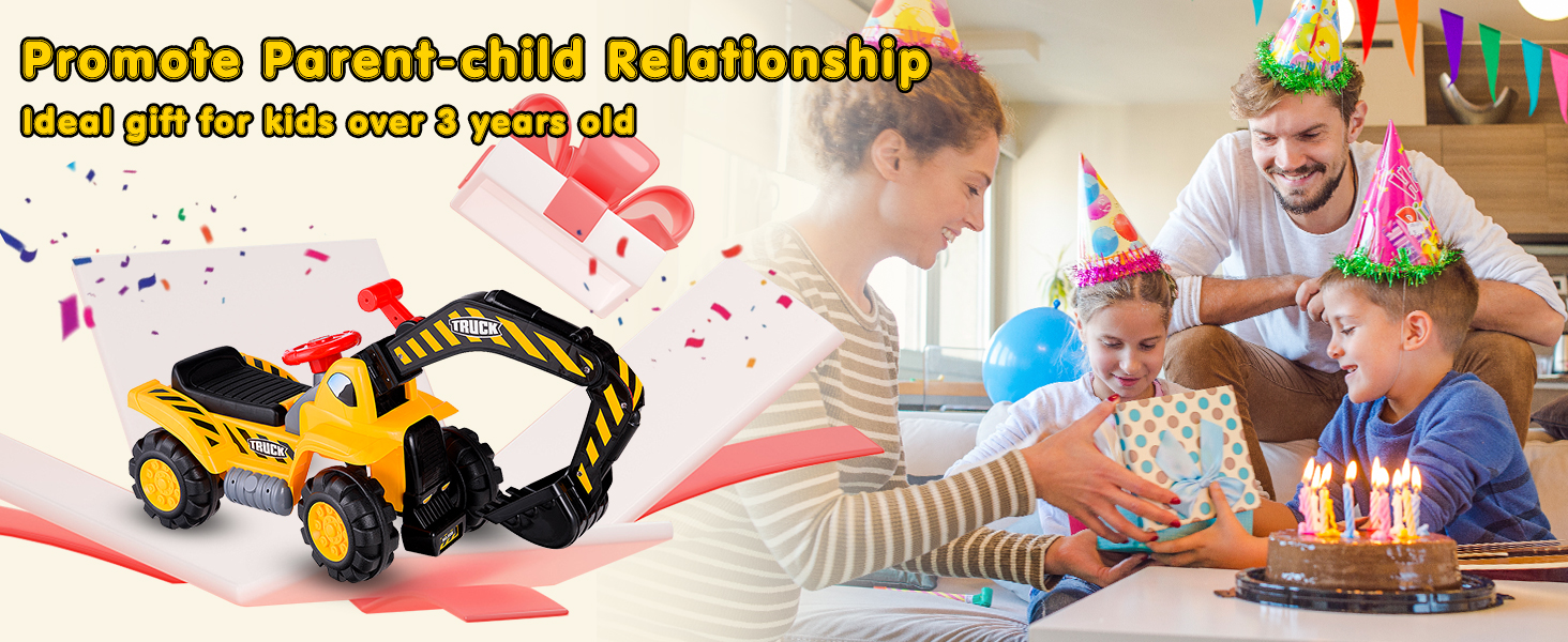 Costzon Ride on Excavator, Ride On Construction Vehicles for kids, kids push car,toddler push car