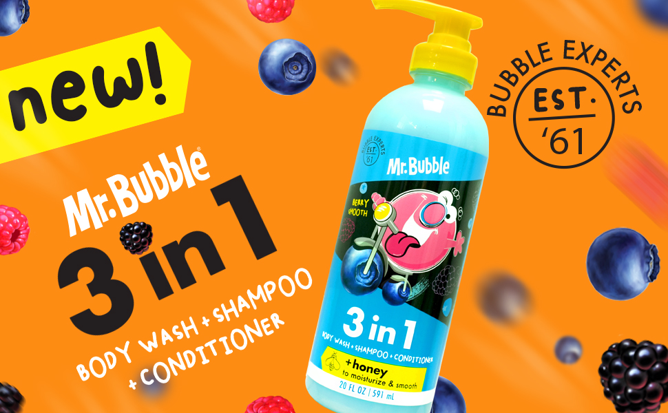 Mr. Bubble Berry Smooth 3in1 Body Wash, Shampoo