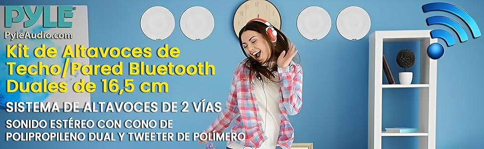 Altavoces Bluetooth Empotrados Pared Techo 2-vías Sonido Audio Instalación Estéreo