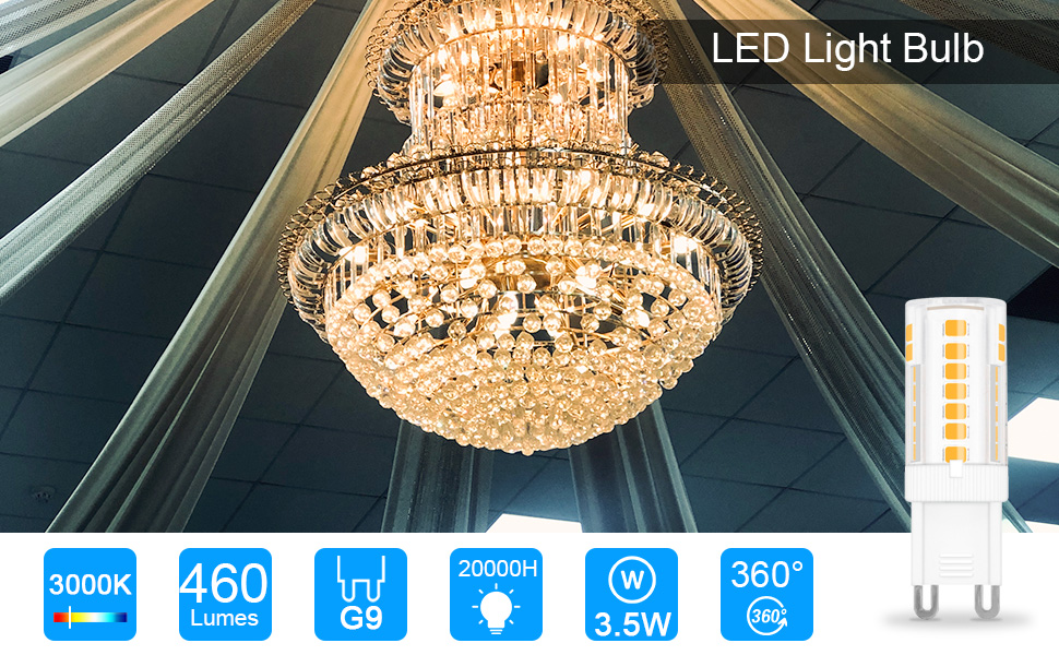 ZHENMING 3.5W G9 LED Bulb Dimmable 40W Halogen Equivalent, Warm White