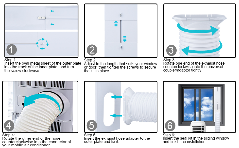 Universal Portable Air Conditioner Window Vent Kit for 5.1 & 5.9 Inch