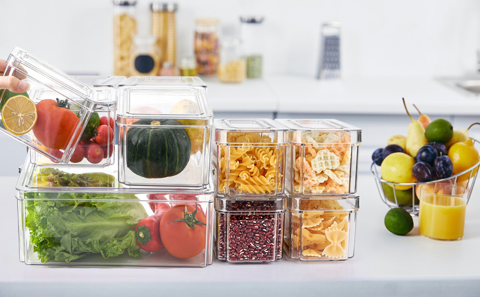 Sightday 7 Pack Fridge Organisers With Lids,Fridge Storage Containers