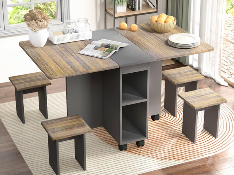 Amazon.com - 5 Pieces Expandable Folding Dining Table Set