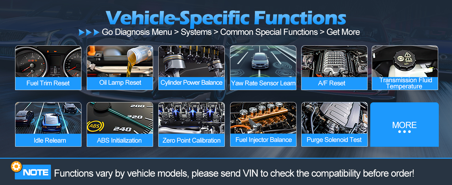 d7 scanner for car with vehicle-specific functions