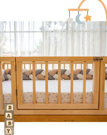 Wooden, Kids, Mattress, FrameMinimalist, Toddler Floor Bed, Unpainted, Pine, Montessori Bed