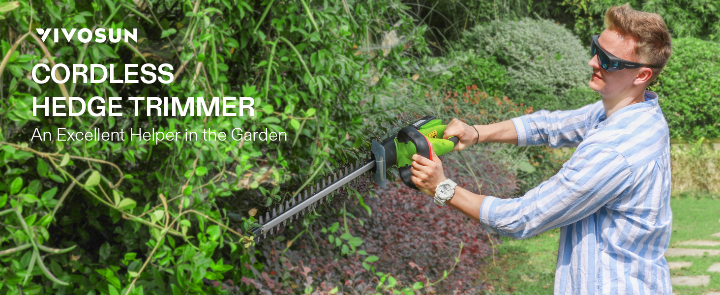VIVOSUN 20" Cordless Hedge Trimmer, 20V Electric Bush