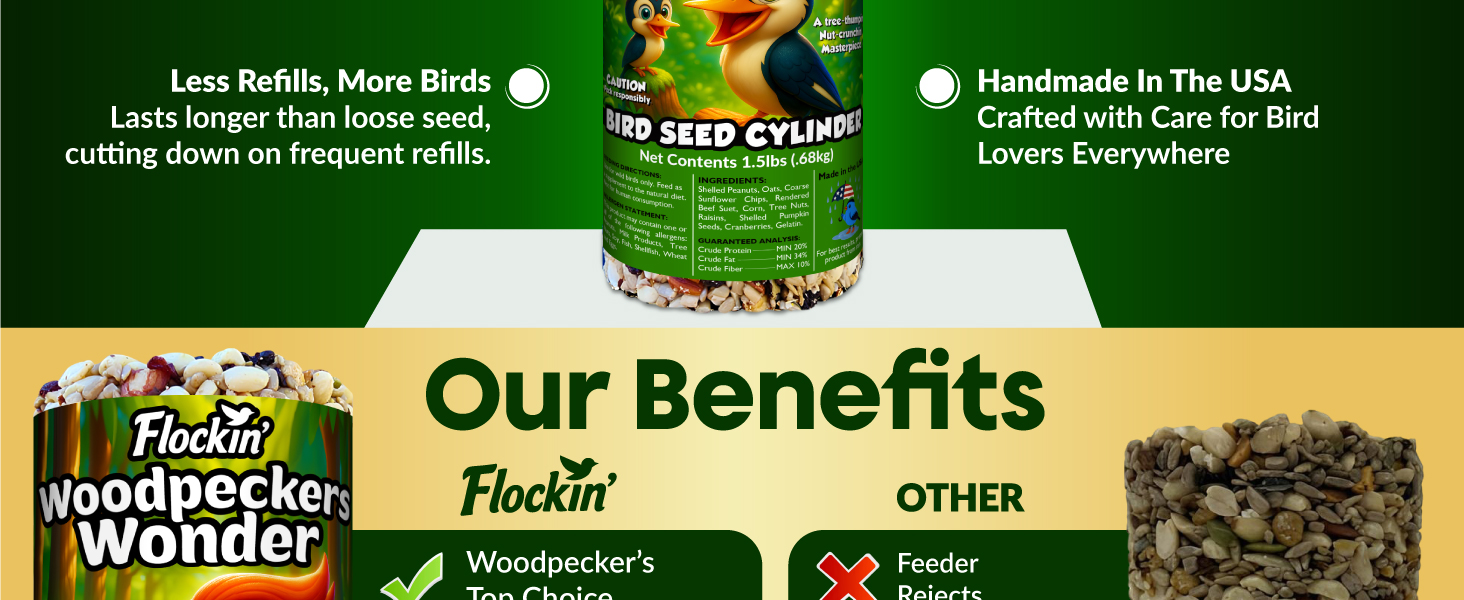 Benefits of Woodpecker bird seed cylinder
