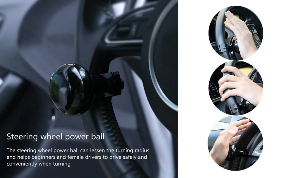 Tyenaza Spinners de Bouton de Volant, Noir Universal Car Heavy Duty Bouton de Volant Spinner