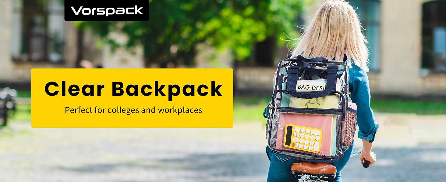 Vorspack Clear Backpack Heavy Duty Clear Book Bag with