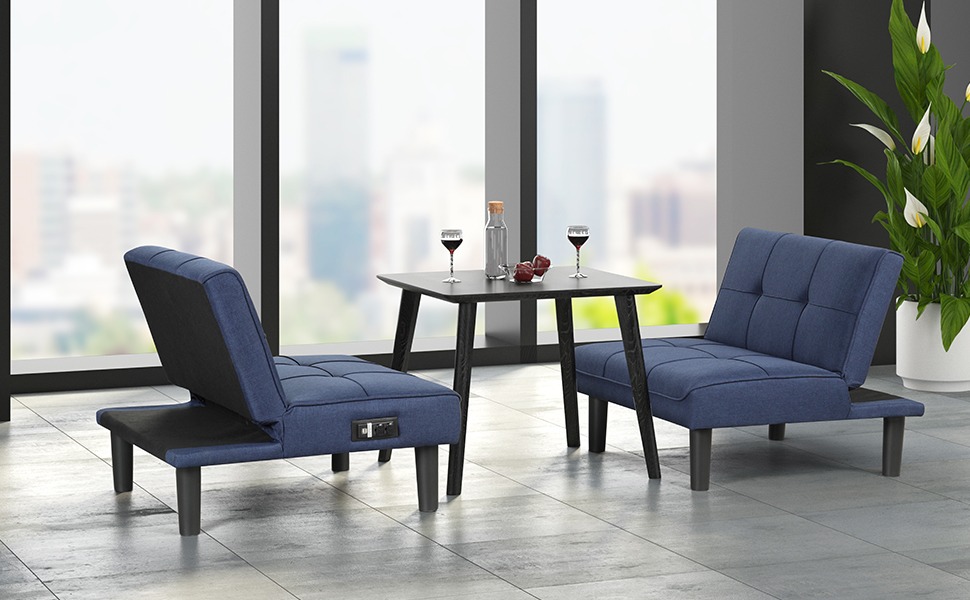 JUBILOOM Comfy Mini Couches, Small Recliner Futon with