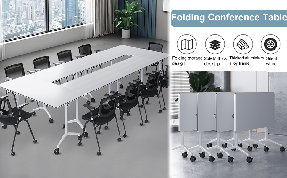 Amazon.com: Conference Table Foldable Meeting Tables, Flip Top Mobile ...