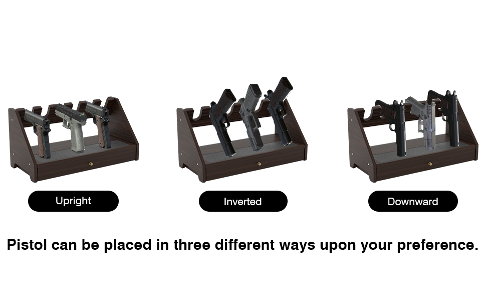 Pistol Rack, Wooden Handgun Rack with 6 Slots