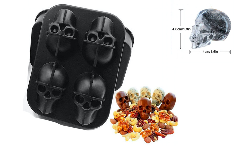 3D Skull Ice Cube Tray with Lid,Spespo Silicone Ice Cube Moulds Maker