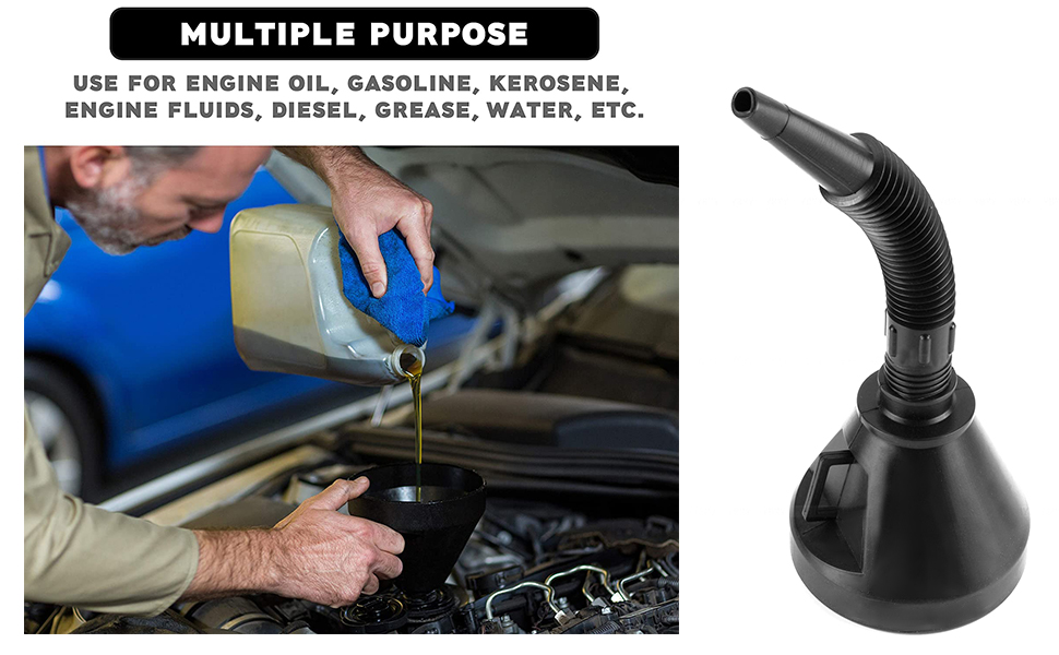 Camrusic Oil Funnel for Oil Change with Handle, Removable