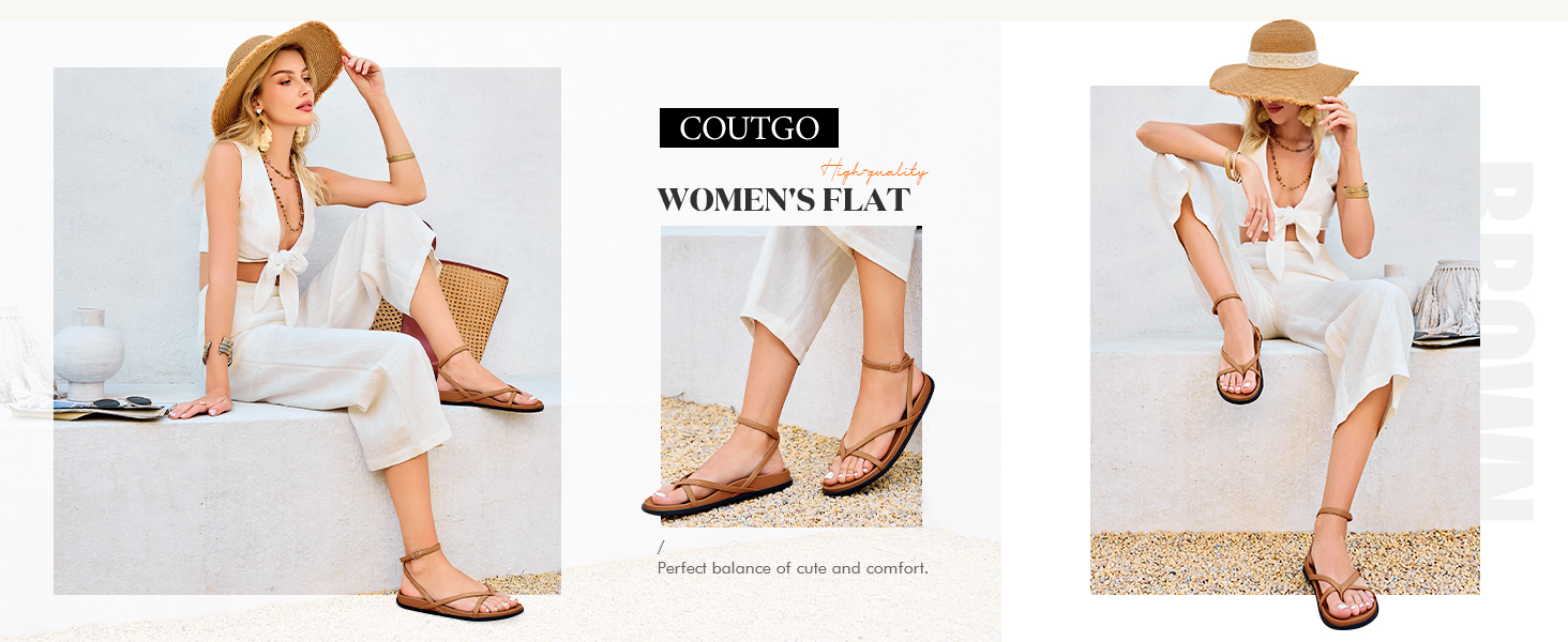 Womens Strappy Flat Sandals Comfortable Flip Flop Footbed Sandals Ankle Strap Summer Beach Shoes