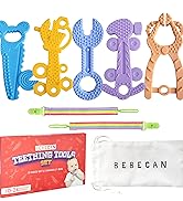 BEBECAN Teething Tools Teether for Baby 5 Premium Food-Grade Silicone Baby Boy Teething Toys, 2