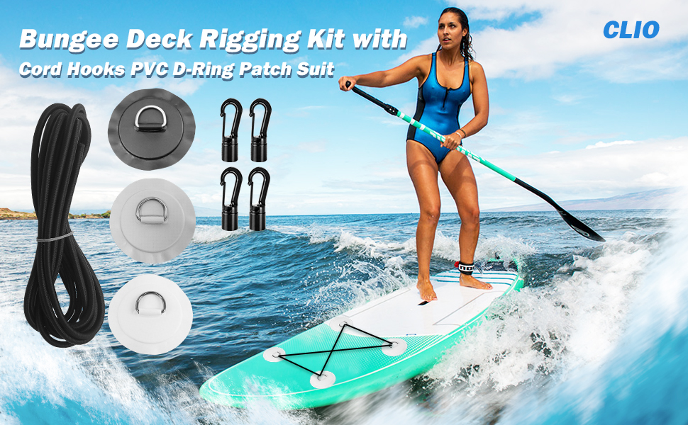 A 12 Ft 6MM Shock Cord with Hooks Bungee Deck Rigging Kit with 4