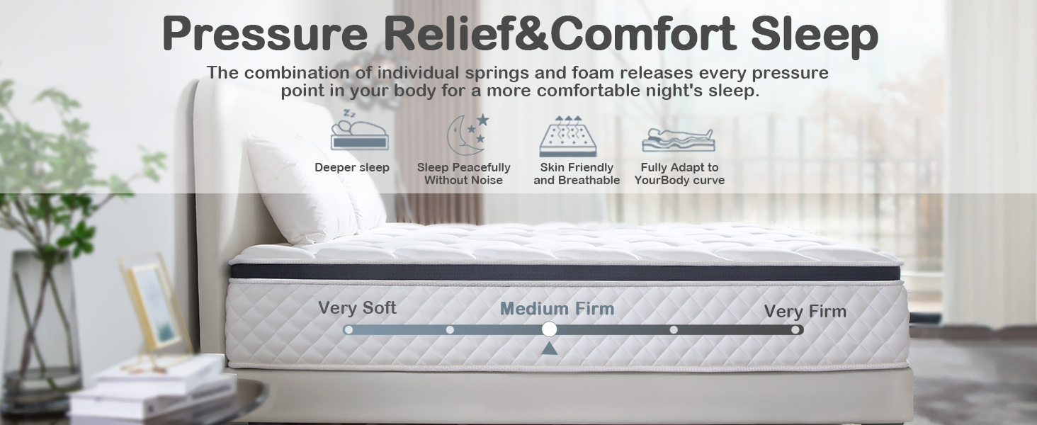 Deegari Matratze Memory-Schaum und Federkern Hybridmatratze Bett in einer Box mittelfest