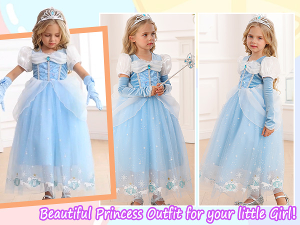 Iwemek Girls Cinderella Dress Princess Costume Accessories Set Fairy Tale | INDIA