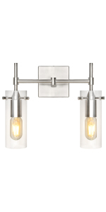 Brush Nickle 2-Light Glass Vanity Lights