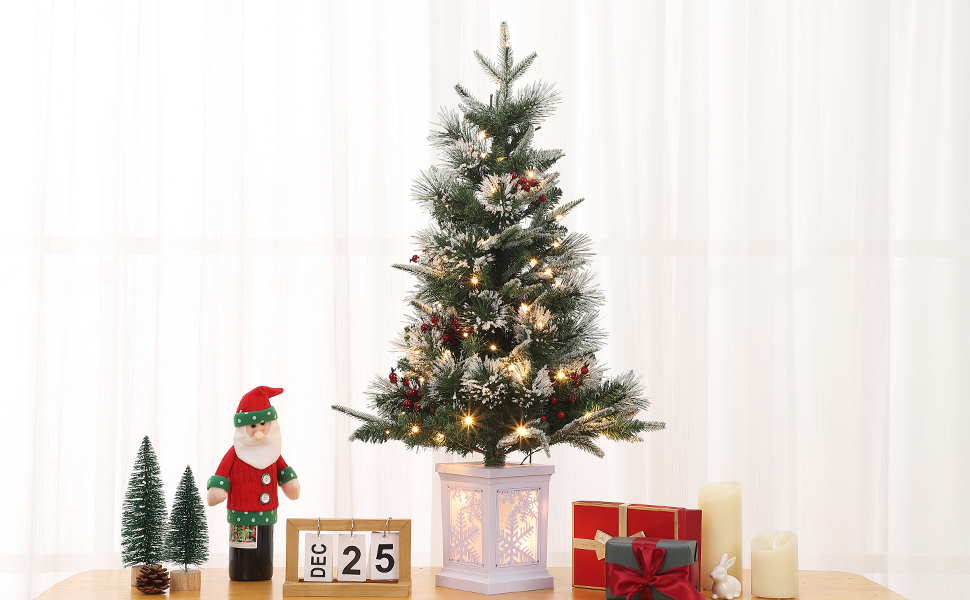 3 Ft PreLit Artificial Christmas Tree with LED Lights