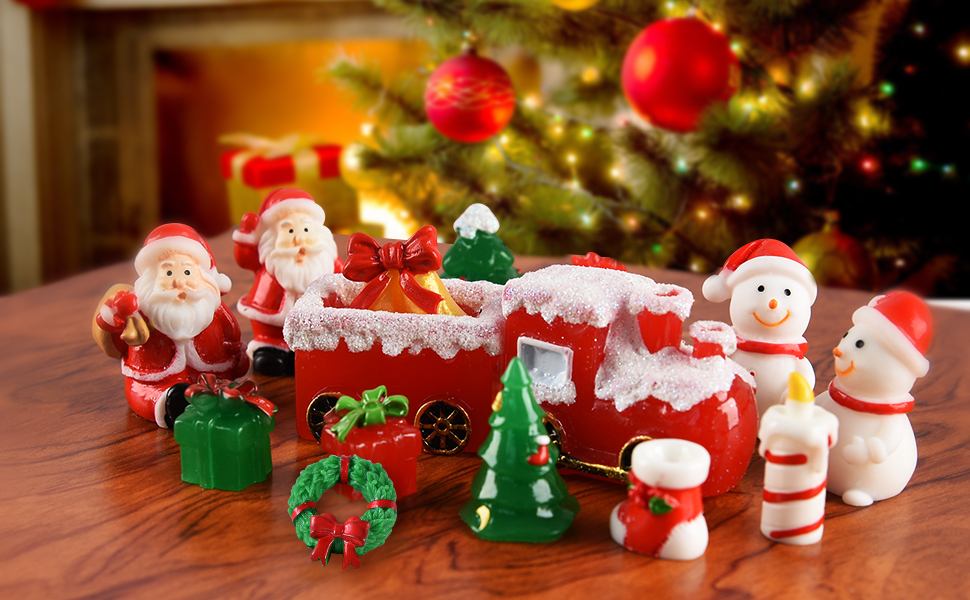 クリスマス　ミニチュア　飾り　リース　ソリ　プレゼント　オーナメント　ラッピング Amazon.co.jp: ZOYUBS クリスマス ミニチュア 置物 オーナメント