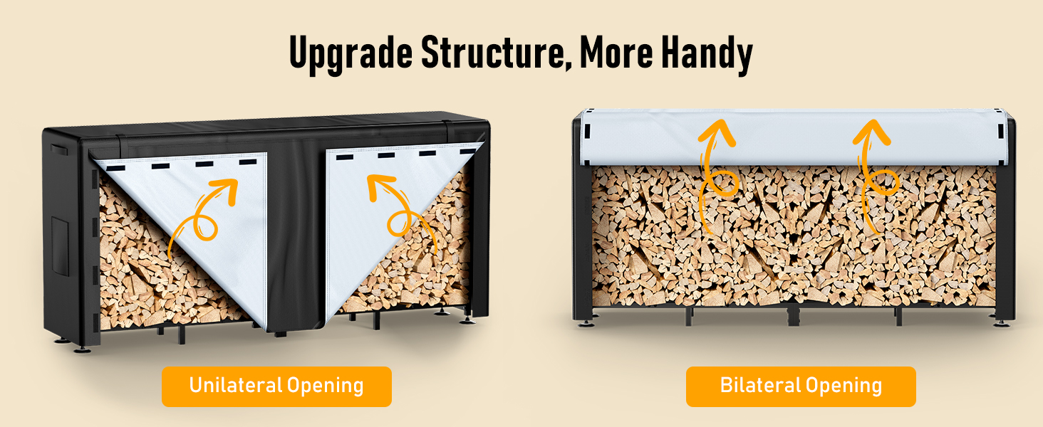 8FT Firewood Rack Outdoor with Cover