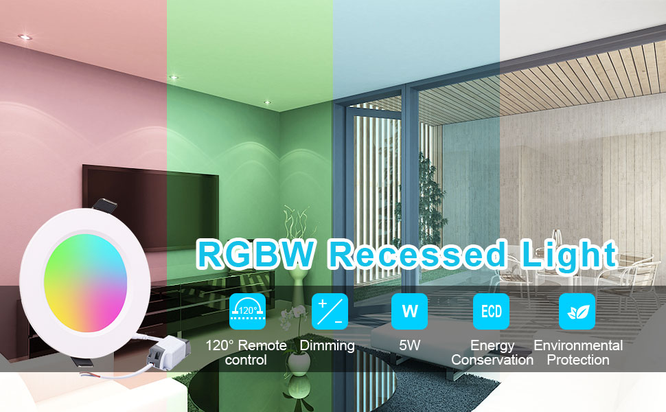 Recessed LED Lighting, Esbaybulbs RGB Recessed Light Color Changing w/Remote Control LED Ceiling