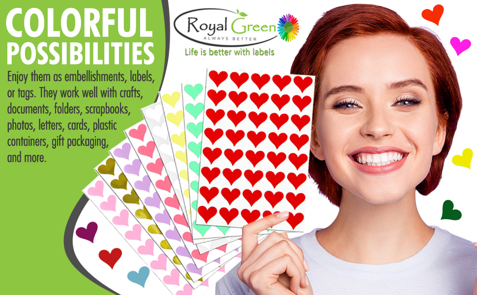 Royal Green 19MM Silver Heart Stickers for Arts and Crafts