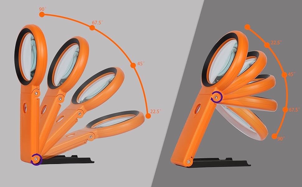 30X 40X Magnifying Glass with Light and Stand, Foldable