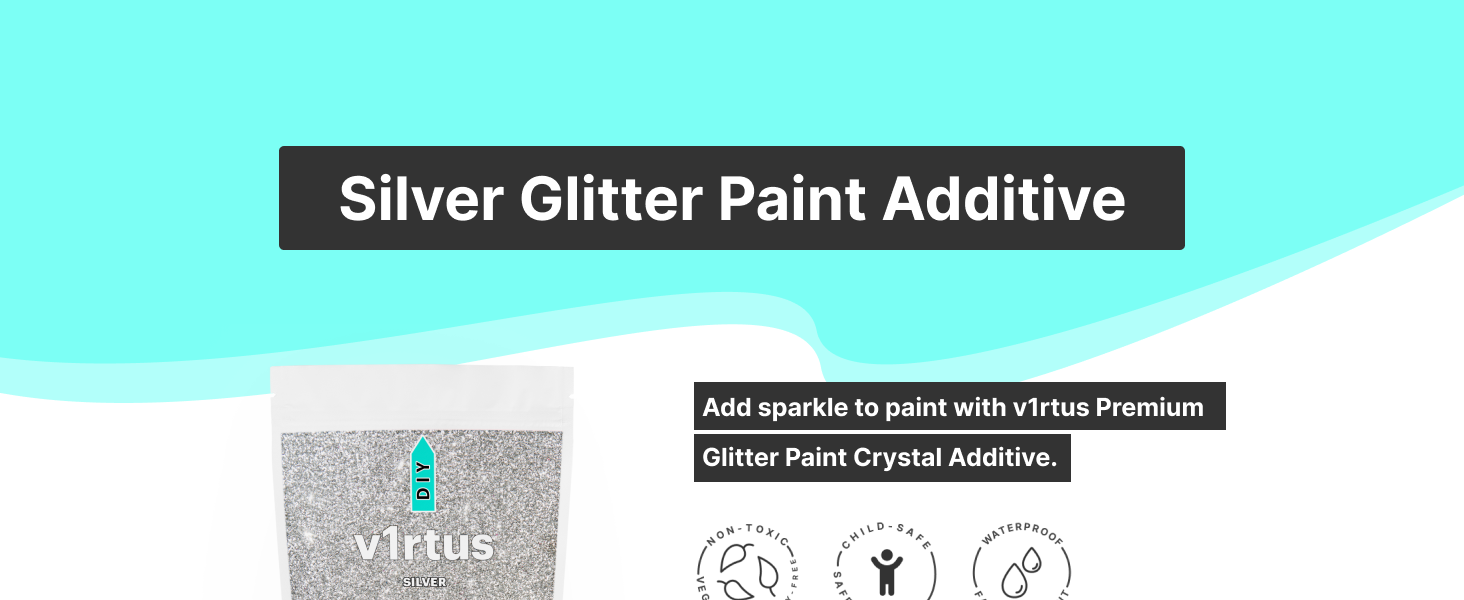 v1rtus Silver Glitter Paint Additive [400g] with 4x Finishing Buffing