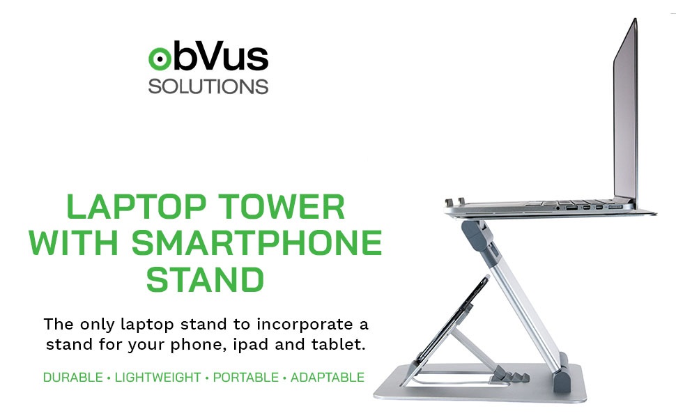 obVus Solutions minder Laptop Tower with Integrated Smartphone Stand