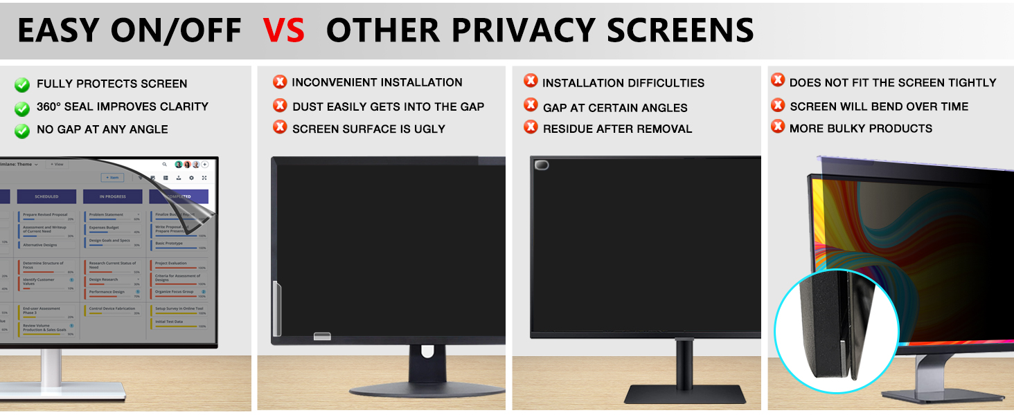 PYS Upgrade 23.8 Inch Computer Monitor Privacy Screen