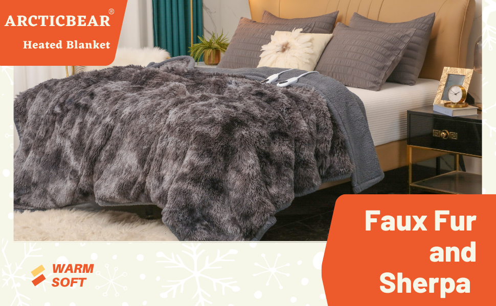 Arcticbear Fluffy Heated Blanket Queen Size, 10 Fast