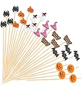FATLODA Halloween Cocktail Picks - Pumpkin Ghost Spider Bat, Decorative Toothpicks for Appetizers...