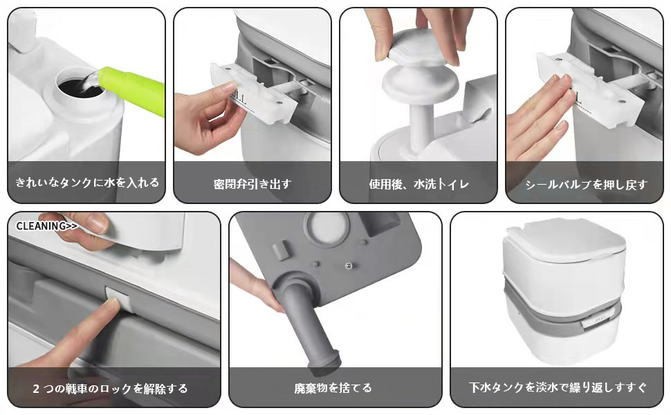 ポータブルトイレ 簡易トイレ 20L(水洗タンク) 24L(汚水タンク）溶液付き ポータブル水洗トイレ 簡易トイレ 20L(水洗タンク) 24L(汚水