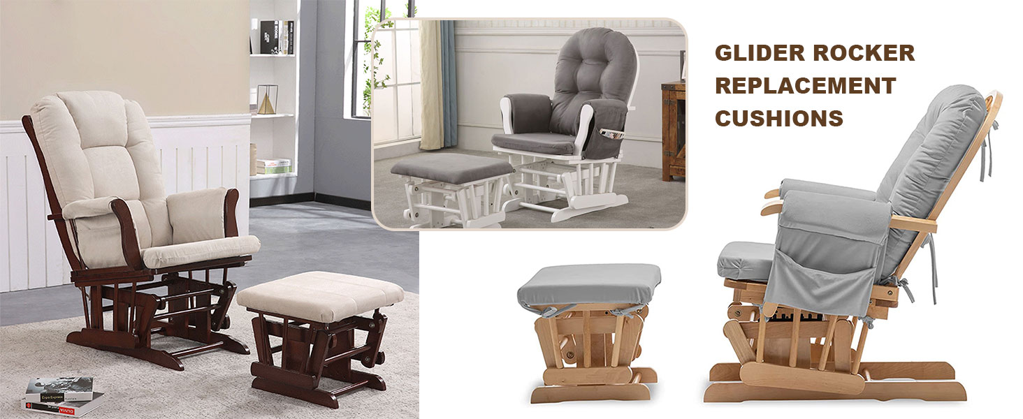 Glider Rocker Replacement Cushions, 5PCS Velvet Glider