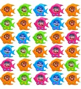30 Pieces Fish Water Games for Kids, Fish Ring Toss Games, Colorful Retro Pocket Toys Handheld Wa...