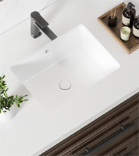 KINGWONG 18 Inch White Rectangle Vessel Sink for Bathrooms
