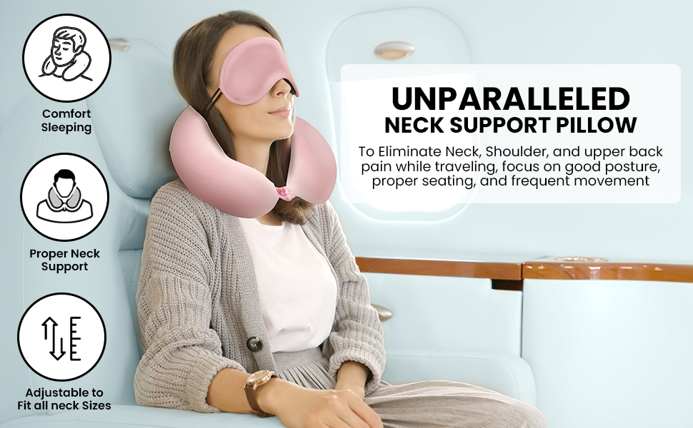 Neck Pillow Memory Foam Extra Comfort Travel Pillow for Airplane Neck Support Pillow for Sleeping