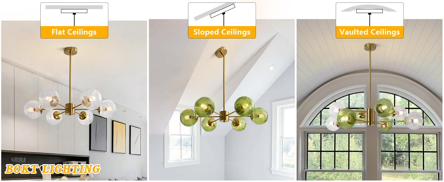 gold brass chandelier suitable for sloped ceiling flat ceiling vaulted ceiling