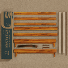 Doos met alle onderdelen, gereedschappen en instructies voor eenvoudige montage van je king size bed