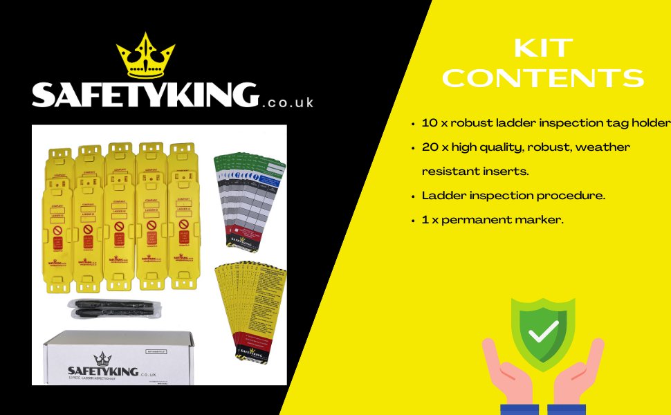 SAFETYKING® Ladder Tags 10 Holders 20 Inserts Ladder Tag Kit Robust Ladder Tag Ladder