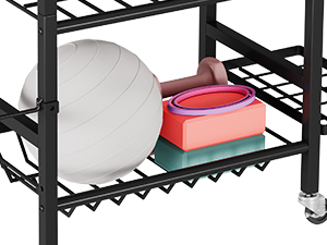 Homeiju Dumbbell Rack, Weight Rack for Home Gym, Yoga Mat Storage Holder with Lockable Wheels, Dumbbell Stand with Hooks, All in One Work out Equipment Storage for Yoga Mat Dumbbell and Balls 23 Dumbbell Rack, 4 Tier Weight Rack for Home Gym, Yoga Mat Storage Holder with Lockable Wheels