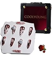 Handmade Press On Nails, Red Fake Nails, 3D Press On Nails, Nailphoria Press Ons, Real Acrylic Pr...