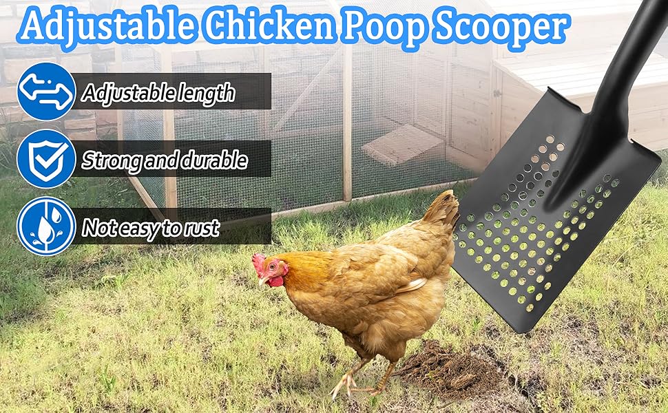 Amazon.com: Heavy Duty Chicken Poop Scooper, Adjustable Metal Sifting ...