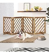 dCee Solid Acacia Wood Dog Gate, Expanded Wide 81 Inches, Freestanding Dog Gate Indoor, Foldable ...