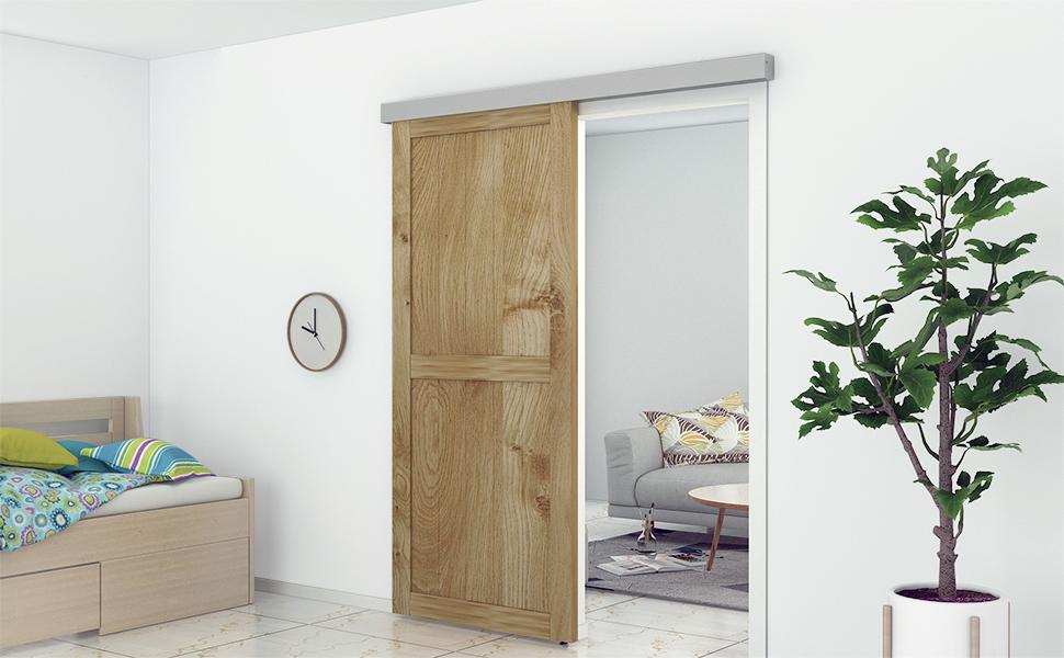 JUBEST 5FT Sliding Barn Door Hardware Kit, Aluminium Alloy